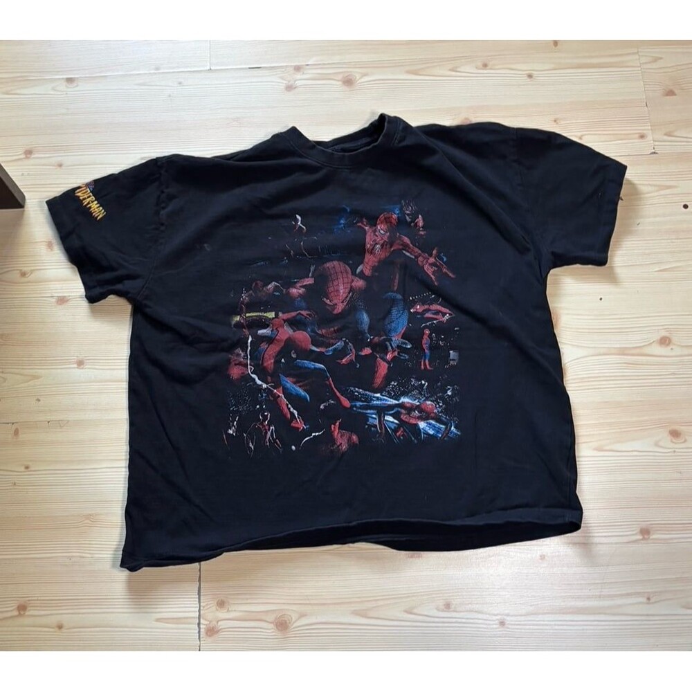 Marvel Spider-man Sergio Calabasas Black All Over Print Vintage Tee Peter Parker - Picture 2 of 9
